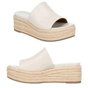 Franco Sarto Tola Espadrille Platform Slip On Sandals in Off White Size 9.5